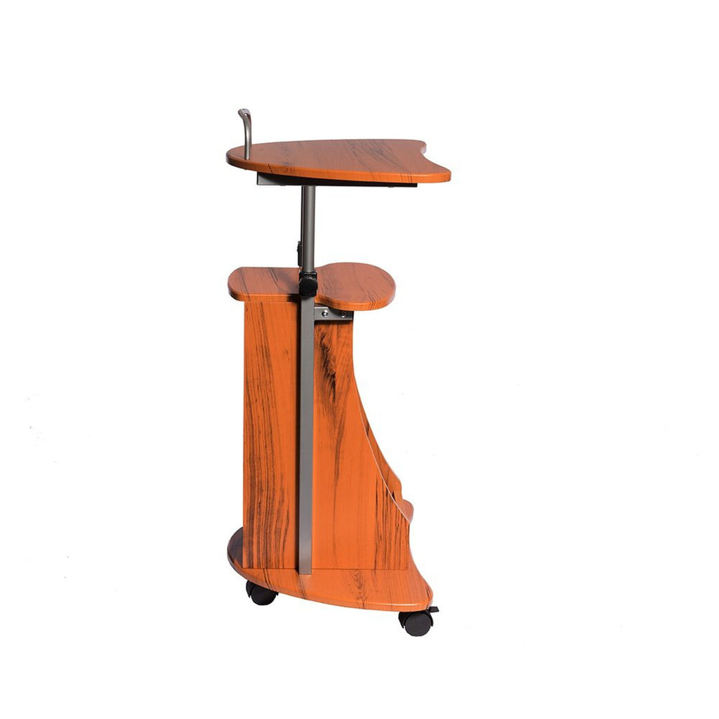 Techni Mobili Sit-to-Stand Rolling Adjustable Height Laptop Cart With Storage, Woodgrain Techni Mobili Desks