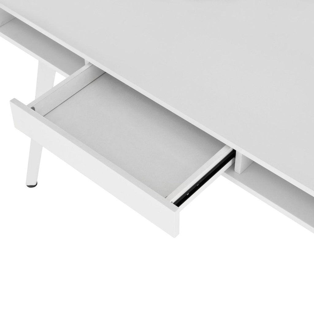 Techni Mobili Study Computer Desk with Storage & Magnetic Dry Erase White Board, White Techni Mobili Desks