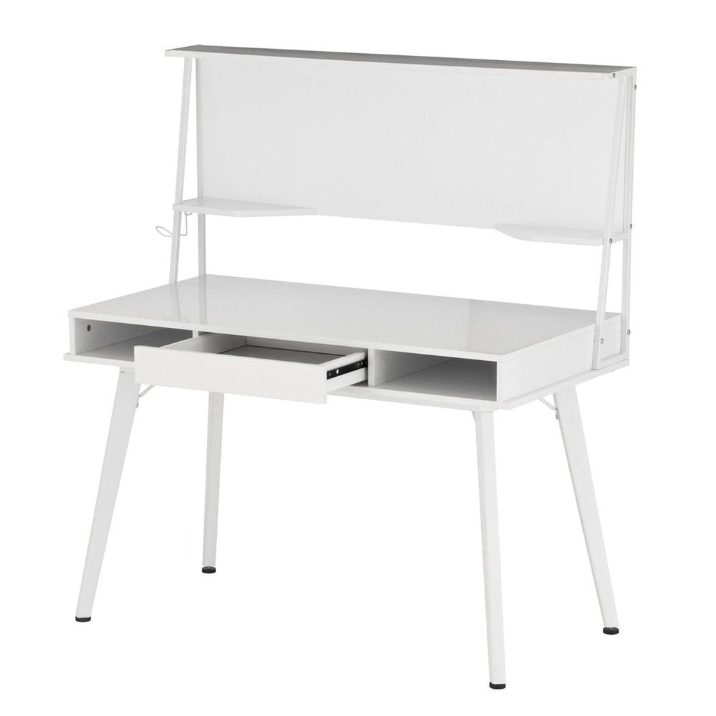 Techni Mobili Study Computer Desk with Storage & Magnetic Dry Erase White Board, White Techni Mobili Desks