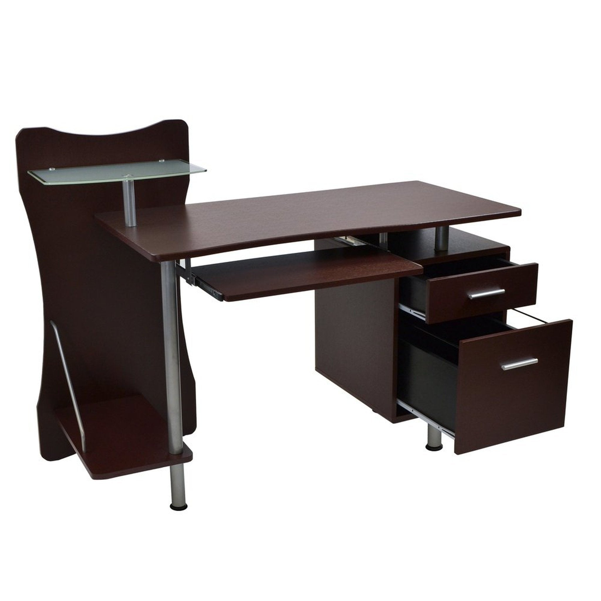 Techni Mobili Stylish Computer Desk with Storage, Chocolate Techni Mobili Desks