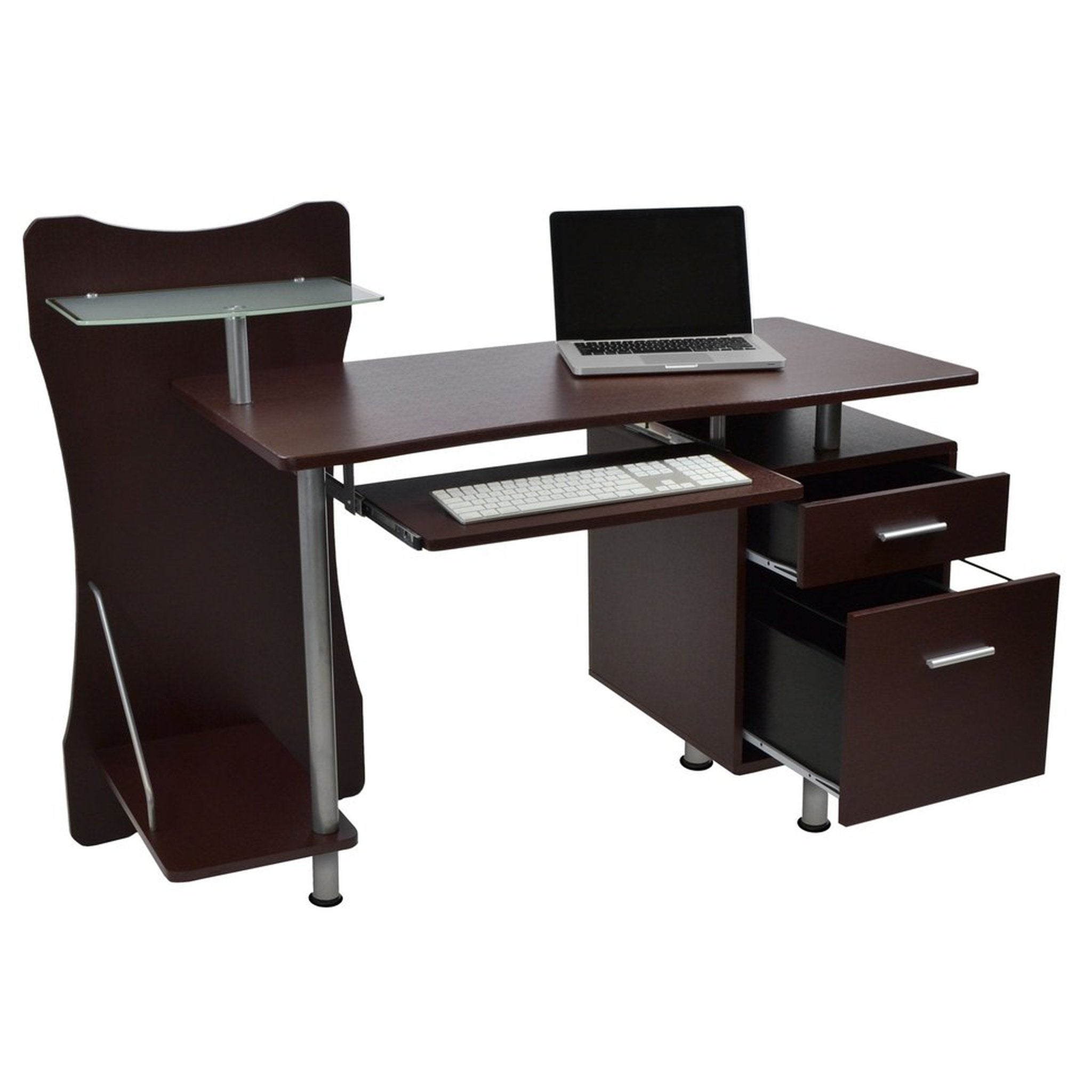 Techni Mobili Stylish Computer Desk with Storage, Chocolate Techni Mobili Desks