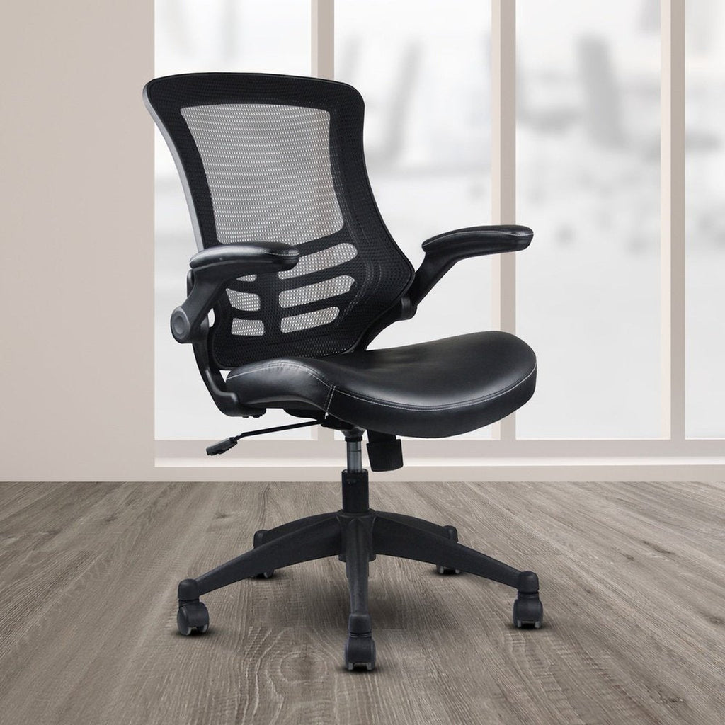 Techni Mobili Stylish Mid-Back Mesh Office Chair with Adjustable Arms, Black Techni Mobili Chairs