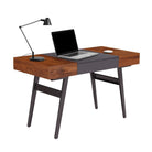 Techni Mobili Writing Desk - Dual Side & Pull-Out Front Drawer - Coated Grey Steel Frame - Mahogany Techni Mobili 