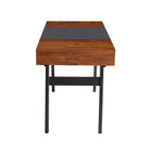 Techni Mobili Writing Desk - Dual Side & Pull-Out Front Drawer - Coated Grey Steel Frame - Mahogany Techni Mobili 