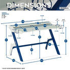 Techni Sport Ergonomic Computer Gaming Desk Workstation with Cupholder & Headphone Hook, Blue Techni Sport Gaming Desk