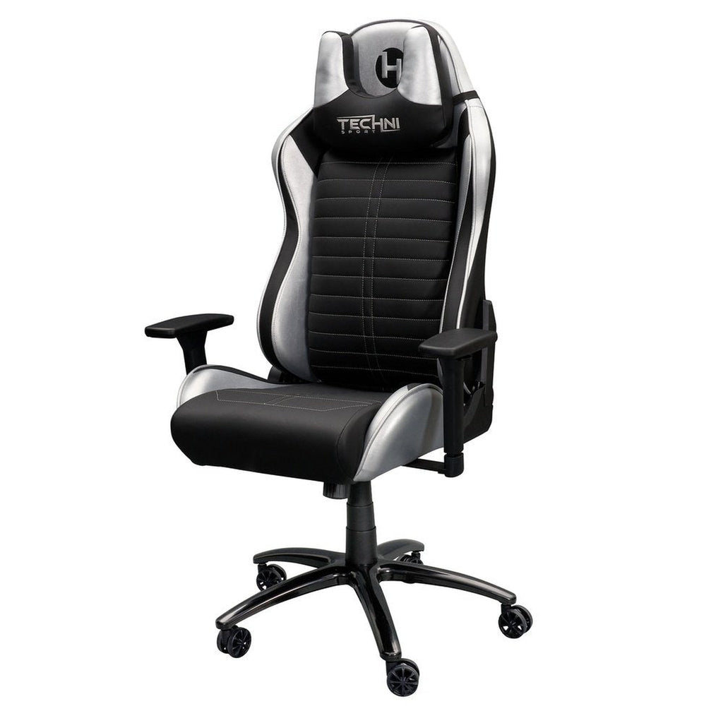 Techni Sport Ergonomic Racing Style Gaming Chair - Silver Techni Sport Gaming Chairs