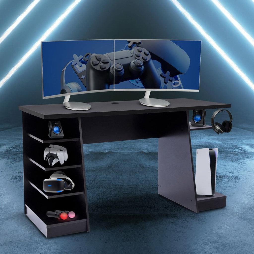 Techni Sport Jango Gaming Desk with Storage, Black Techni Sport Gaming Desk