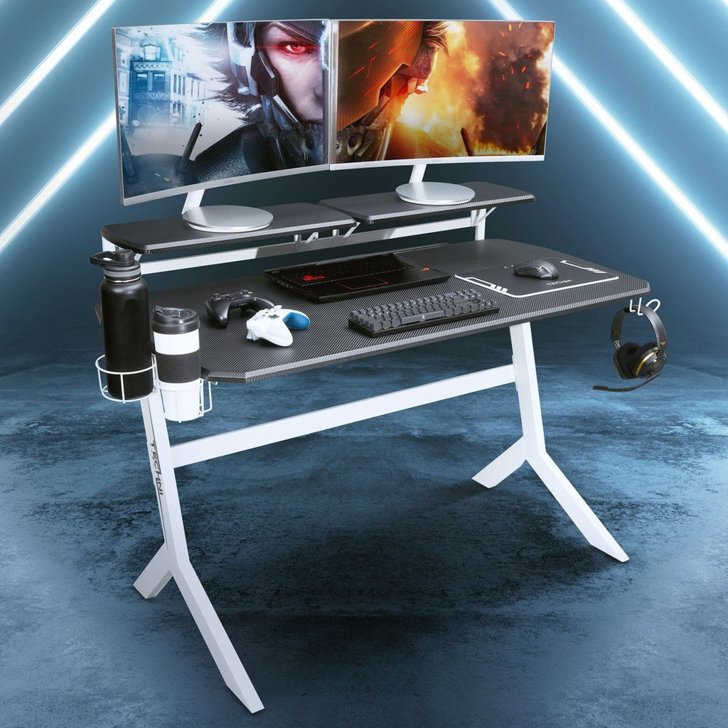 Techni Sport White Stryker Gaming Desk, White Techni Sport Gaming Desk