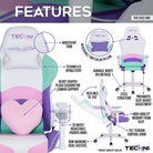 Techni Sport TS-42 Kawaii Gaming Chair Office-PC White Green Pink Purple Techni Sport Gaming Chairs