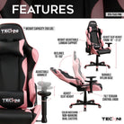 Techni Sport TS43 Pink ProGamer2 Gaming Chair Ergonomic High Back Racer Style PC Techni Sport Gaming Chairs