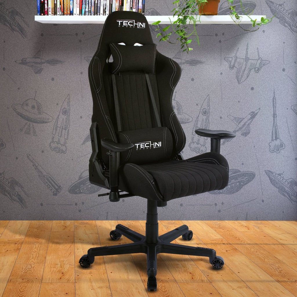 Techni Sport TS-F44 Fabric Ergonomic High Back Racer Style PC Gaming Chair, Black Techni Sport Gaming Chairs