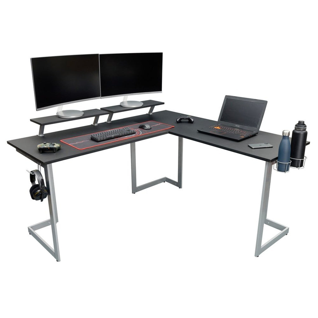 Techni Sport Warrior L-Shaped Gaming Desk, Black Techni Sport Gaming Desk