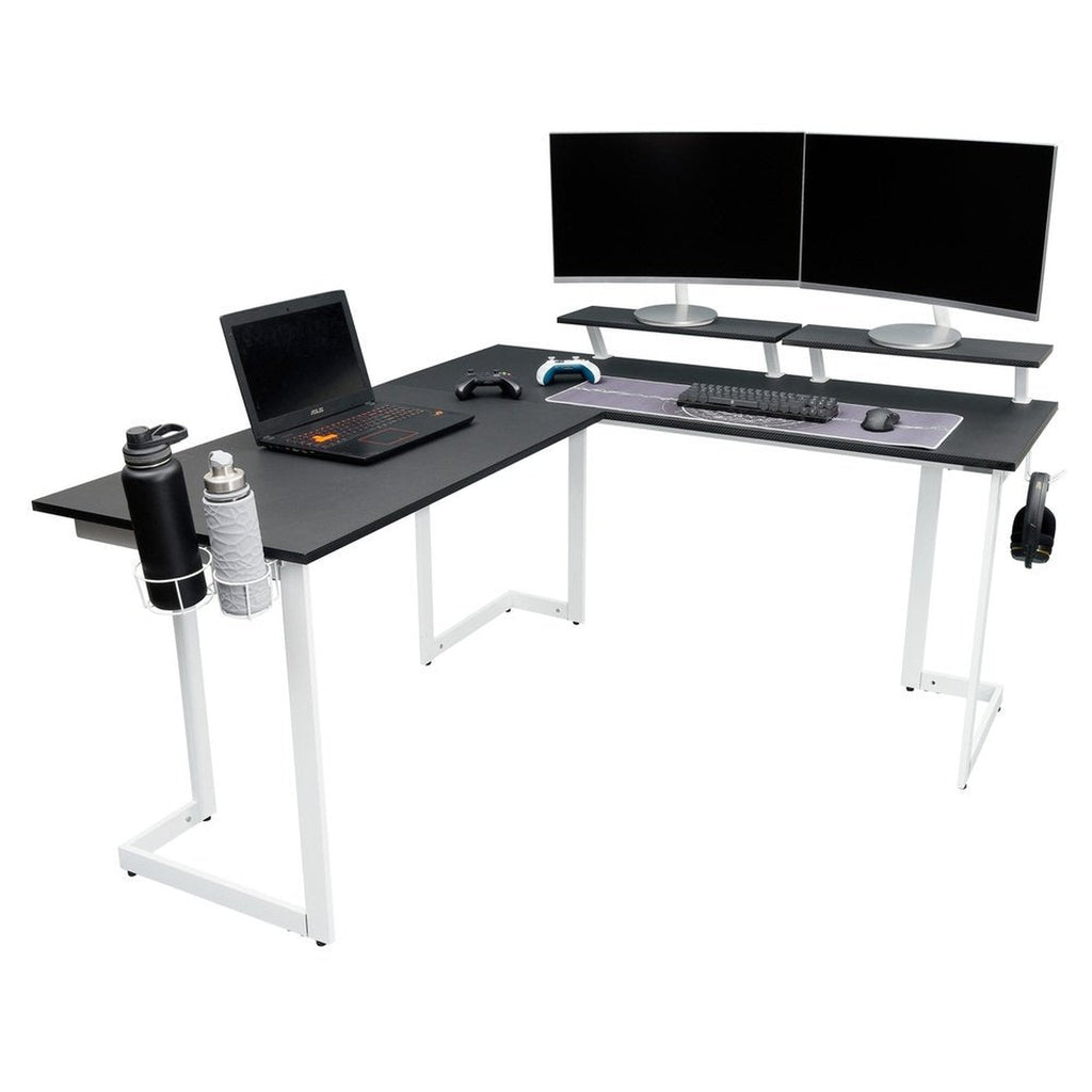 Techni Sport Warrior L-Shaped Gaming Desk, White Techni Sport Gaming Desk