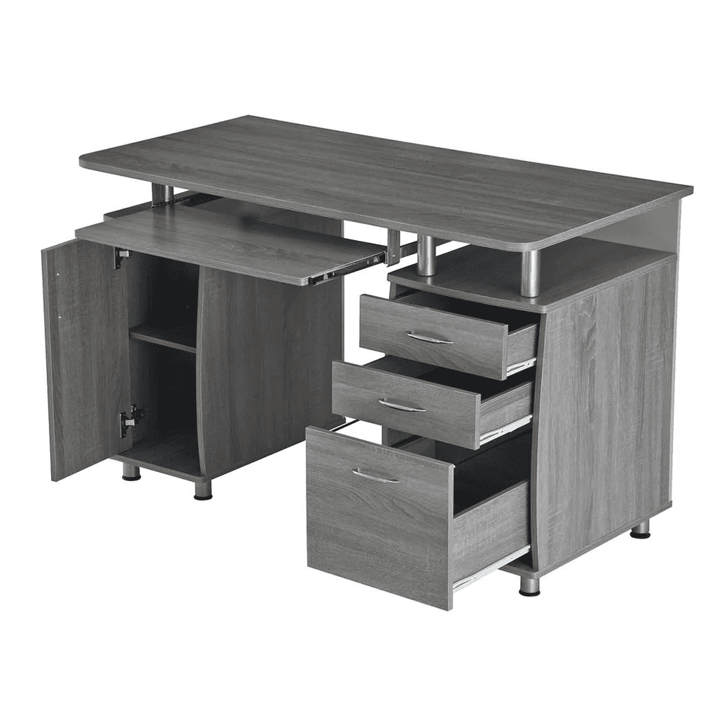 Techni Mobili Complete Workstation Computer Desk with Storage, Grey Techni Mobili 